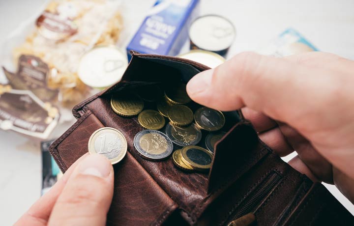 Münzen im Portemonnaie